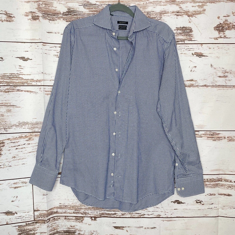 Suit Supply 39 Mens Blue White Cotton Two Ply Long Sleeve Button Up Shirt